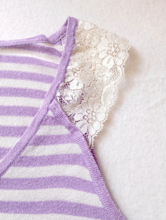 Débardeur rayé blanc/violet 42 Inès de la Fressange - photo numéro 13