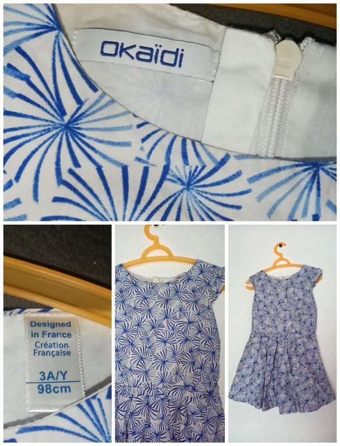 3 ans okaidi robe imprimée bleue print été /Excellent état - photo numéro 5