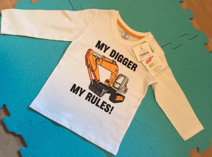 Pull fin ou t-shirt manches longues « my digger my rules » DopoDopo Taille 86