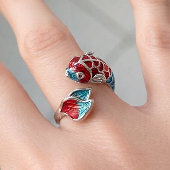 Bague poisson colorée ajustable – style original