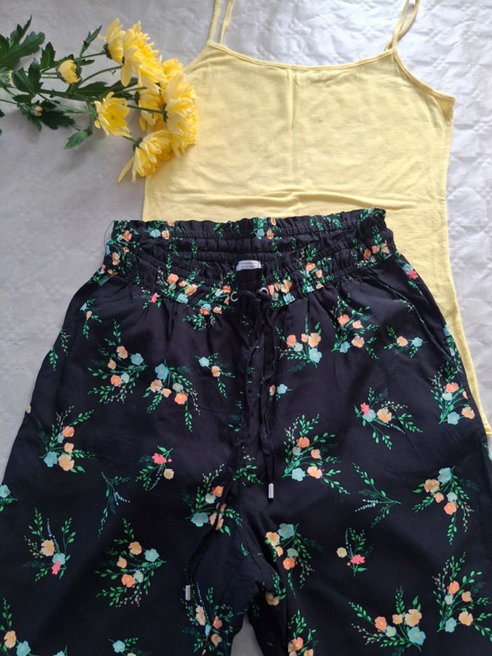 Très bel ensemble top jaune et pantalon fleuri - - photo numéro 5