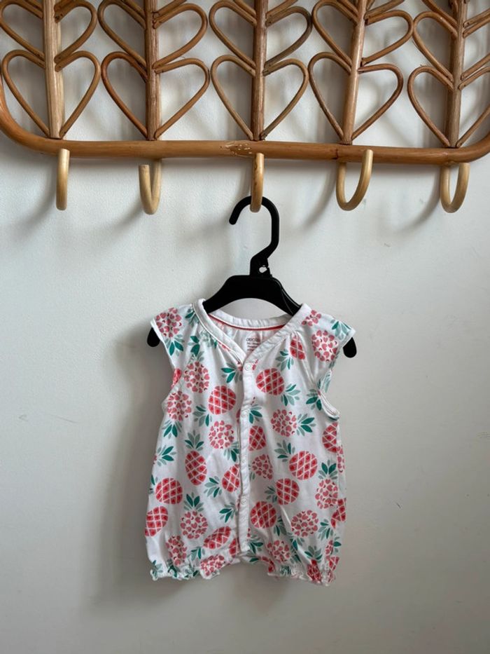 Combinaison été blanche ananas Obaïbi 3 mois