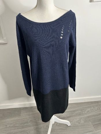 Robe pull en laine bleue marine et noire DDP T40 L