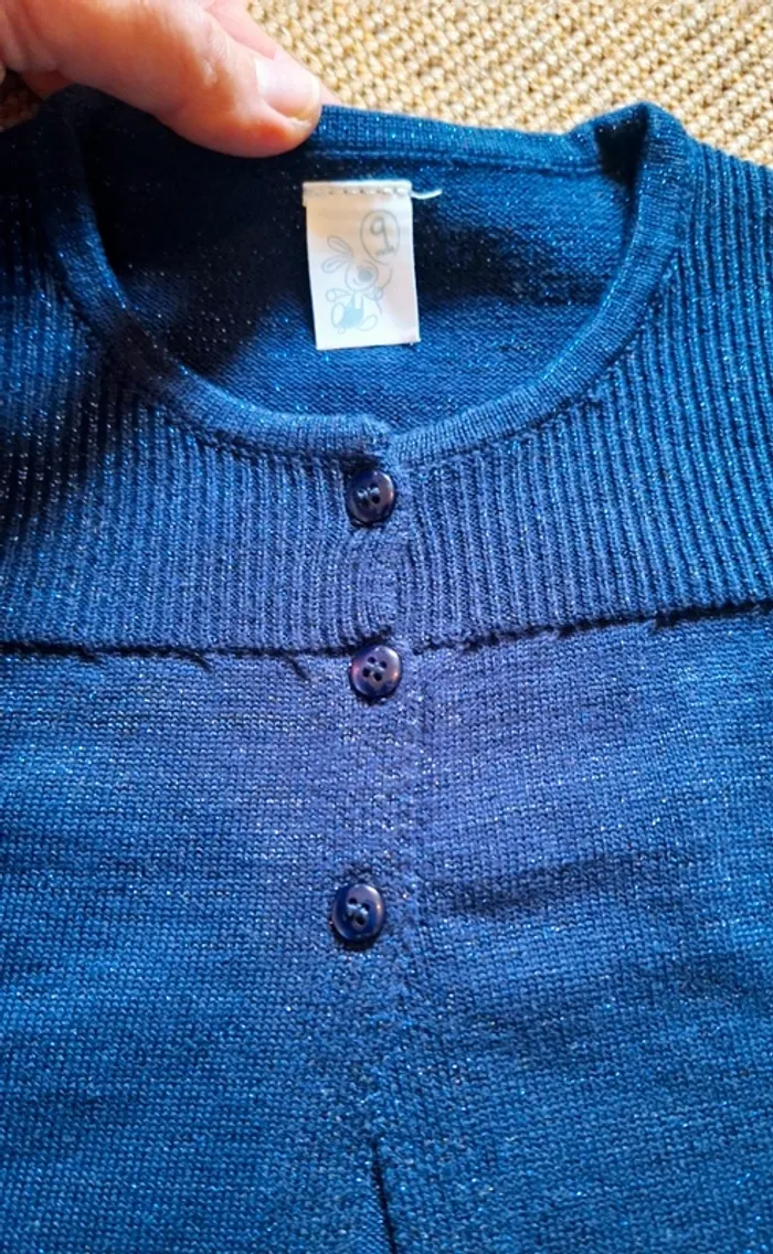 Superbe gilet fille bleu pailleté 9 mois neuf - photo numéro 2