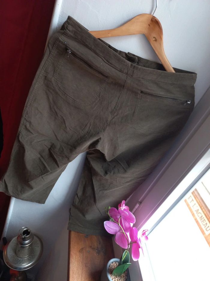 Pantacourt kaki 40 a 42 taille basse type velours côtelé fin doux - photo numéro 5