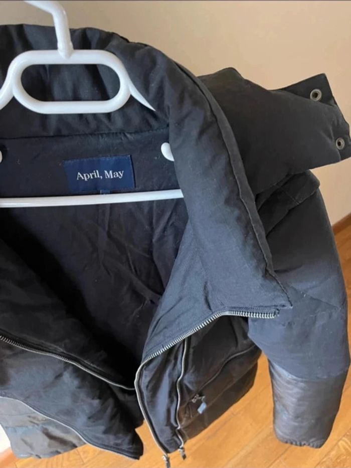 Sublime manteau doudoune noir April May avec empiècement cuir qui se transforme en sans manche - photo numéro 10