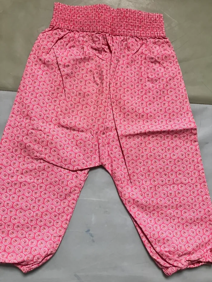 Joli pantalon imprimé rose fluide, type sarouel 24 mois Obaibi - photo numéro 3