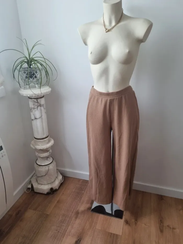 Pantalon fluide marron clair tissé Pull&Bear - photo numéro 7
