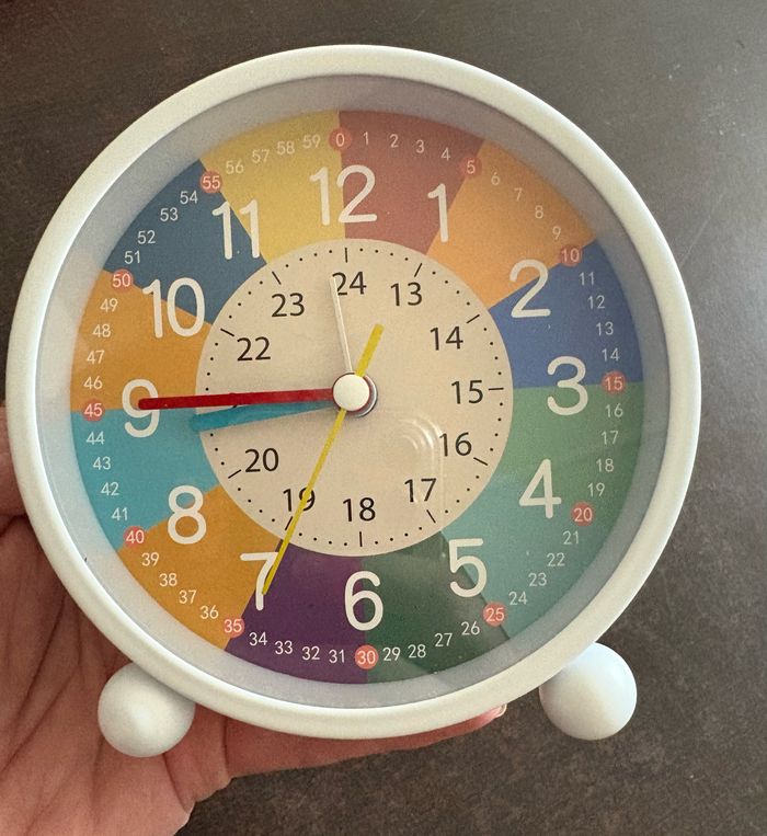 horloge  pédagogique LOT 2 objets horloge 24h NEUF 30cm ET RÉVEILS 12cm+-  24 heures double cadran - photo numéro 3