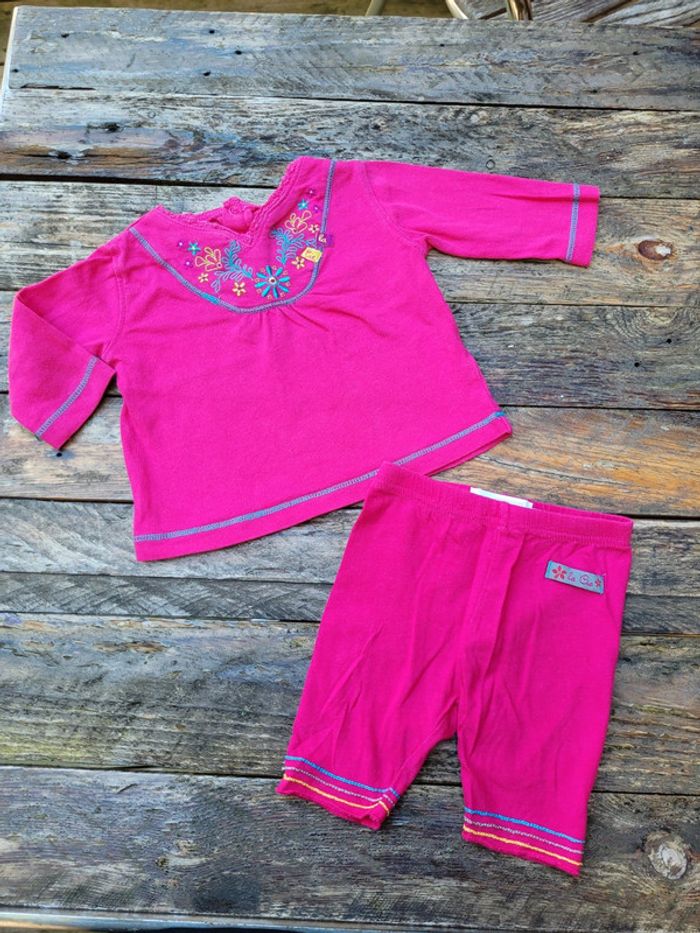 Superbe ensemble La Compagnie Des Petits, rose fuchsia, legging et tee-shirt manches longues, 3 mois