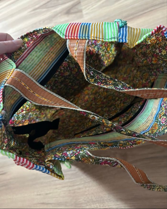 Sac à main vert à rayures Neuf Flora - photo numéro 7