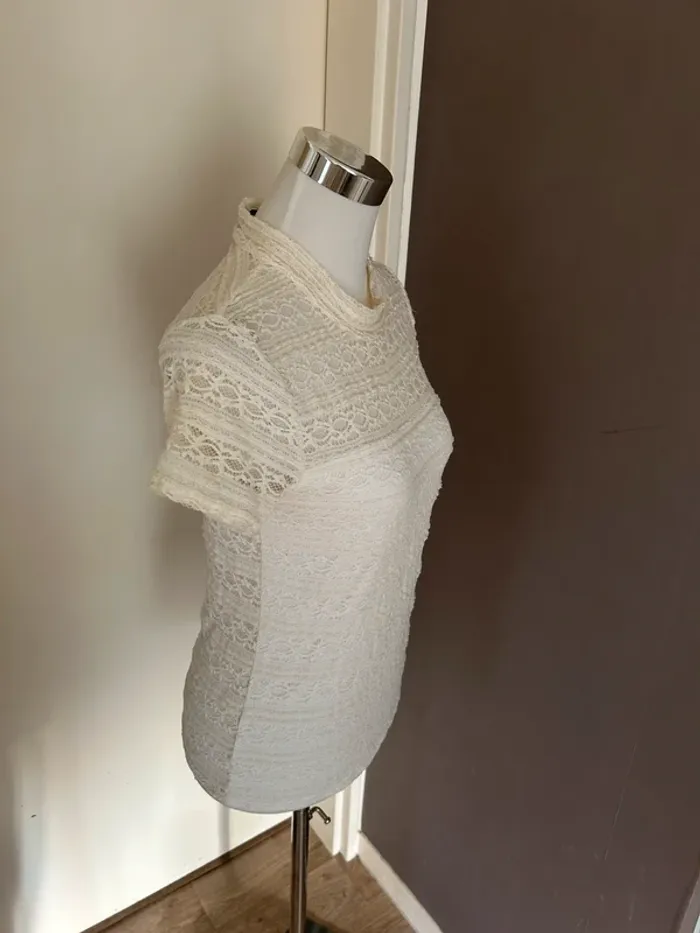Morgan haut top blouse dentelle écru taille L/40 - photo numéro 2