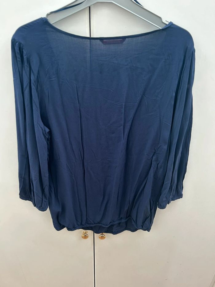 Tunique camaïeu blouse manches 3/4 en viscose bleu marine taille 44 - photo numéro 6