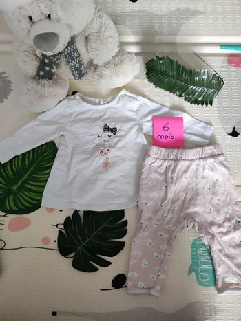 Ensemble t-shirt ML+ pantalon hiver 6 mois fille