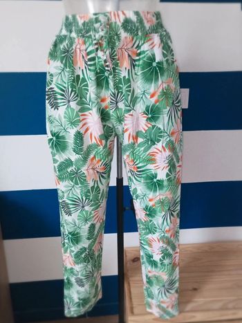 Pantalon style pallazzo fluide motifs feuilles neuf femme taille unique (36 au 42)