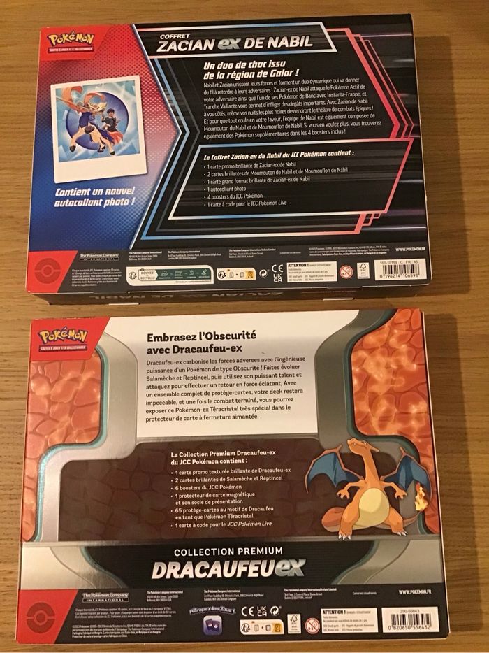 Lot coffrets cartes Pokémon dracaufeu ex zacian ex boosters flammés obsidiennes étincelles déferlantes - photo numéro 4
