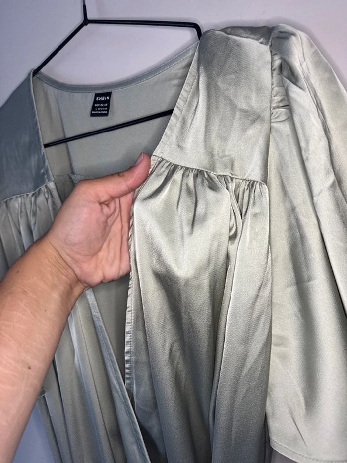👗 Robe portefeuille d'été effet satin- Shein-neuf sans etiquette- taille L _ couleure verte - photo numéro 5