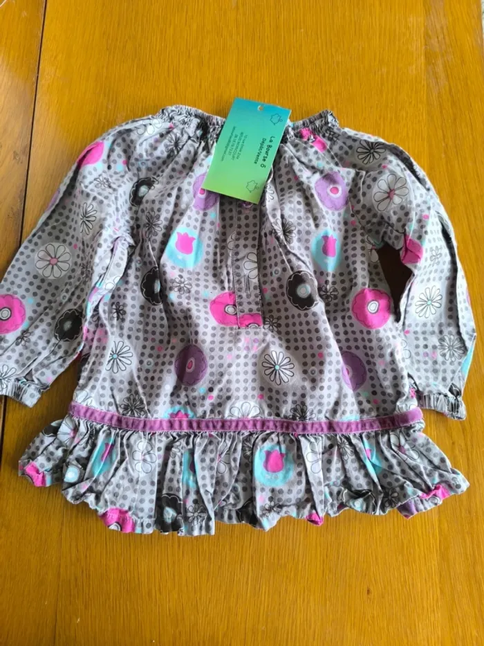 318883 blouse grise à motifs fille 12 mois premaman - photo numéro 2