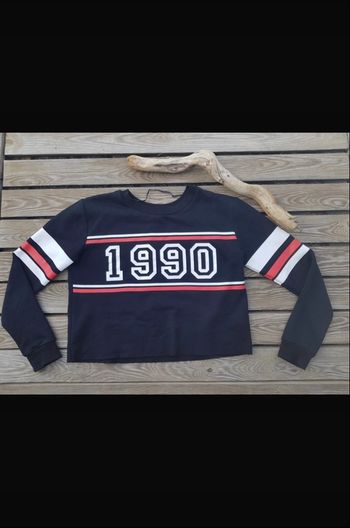 Sweat-shirt 1990 Old School Finitions bords bruts sans couture et extrémités des manches bords cotes