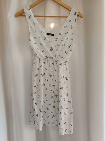 Robe courte blanche motif encre