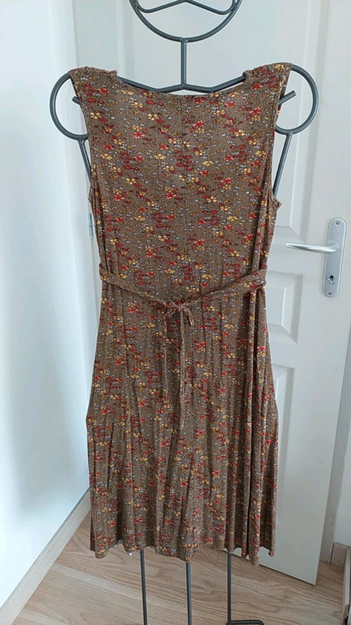 Robe décolletée été légère marron fleur S - photo numéro 7