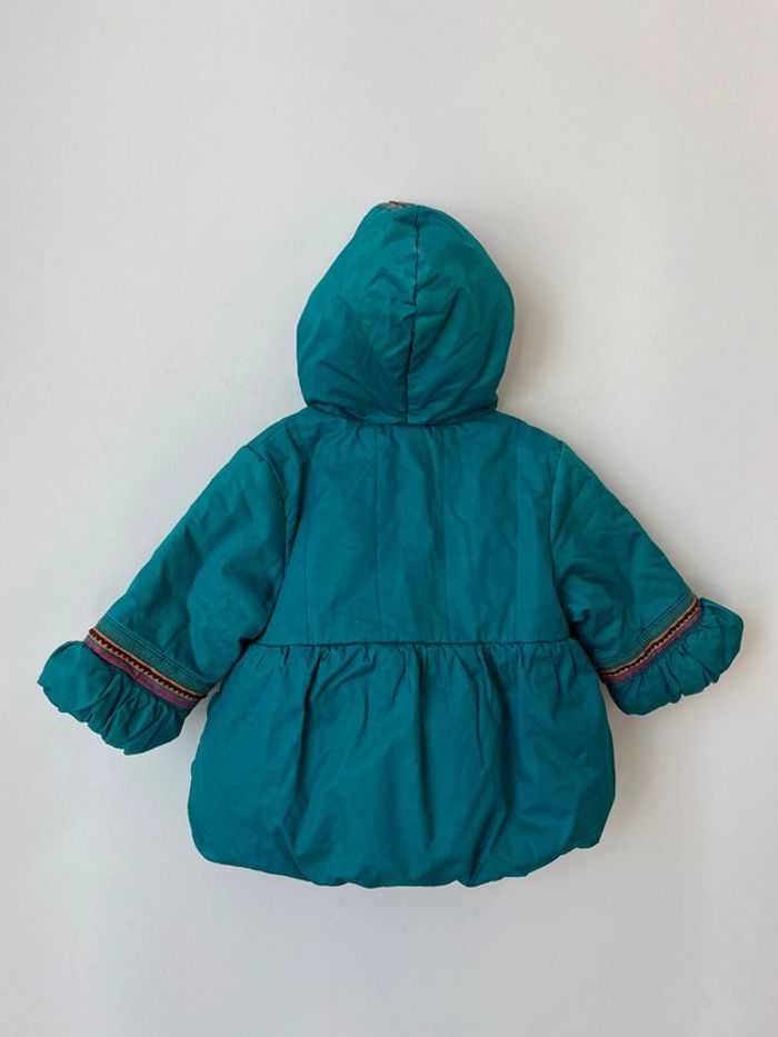 Ensemble parka à capuche turquoise + bonnet + moufles - Catimini 6 mois - photo numéro 8
