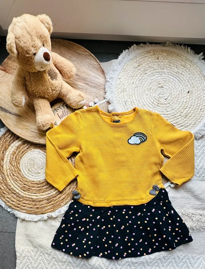 Robe terre de marins moutarde bleu 18M 80cm