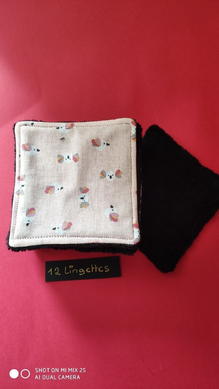12 lingettes lavables, neuf.