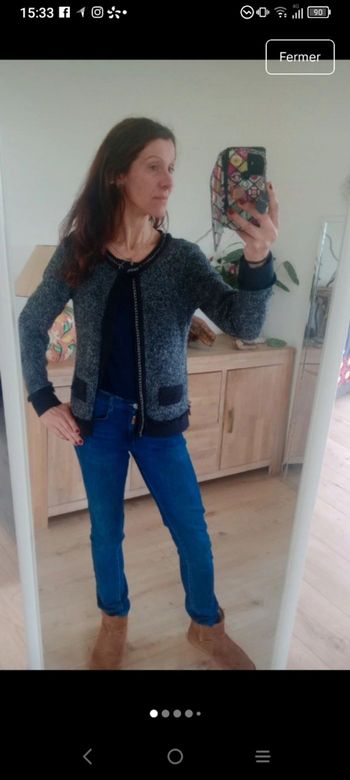 Gilet veste L noir et gris chiné c88