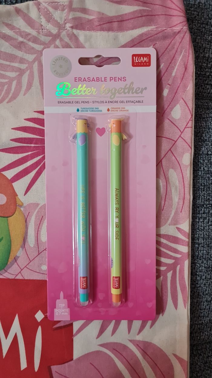 Legami Saint Valentin 2026 Set de 2 Stylos effaçables + Crayon HB + Tote Bag Oiseaux Amoureux - photo numéro 5