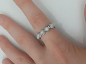 Bague pierre blanche tendance en acier inoxydable