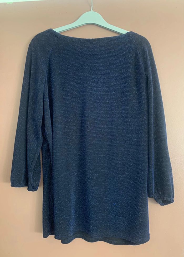 Haut noir à fibres métalliques bleues - Taille 5 - photo numéro 5