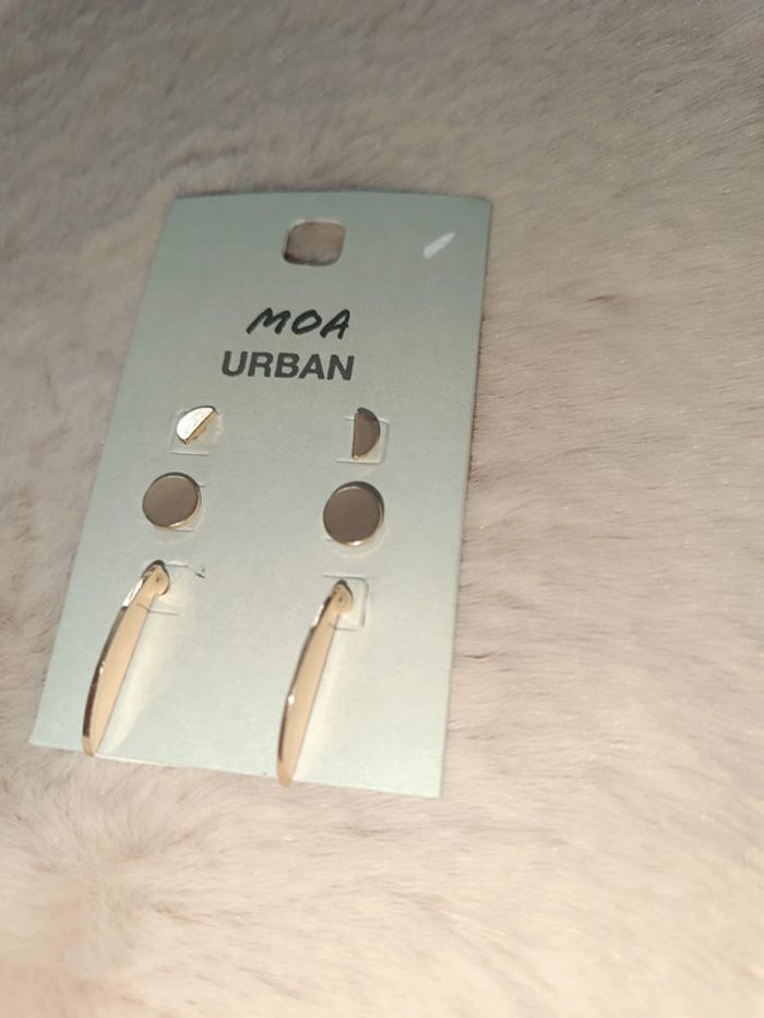 Lot boucle d'oreille dorée-cyclindrique-Moa