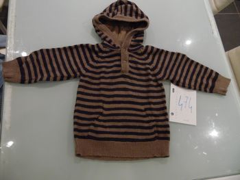pull 18 mois a capuche obaibi marron
