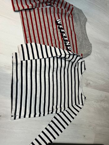 Lot 2 tee shirts manche longue marinière 4 ans