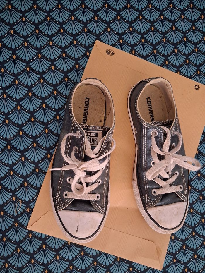 Converse basse bleu métallisé 35 - photo numéro 3