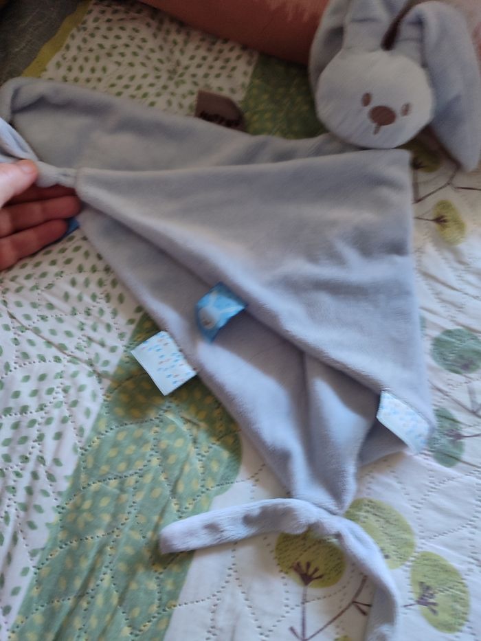 Doudou lapin bleu nattou lange - photo numéro 3