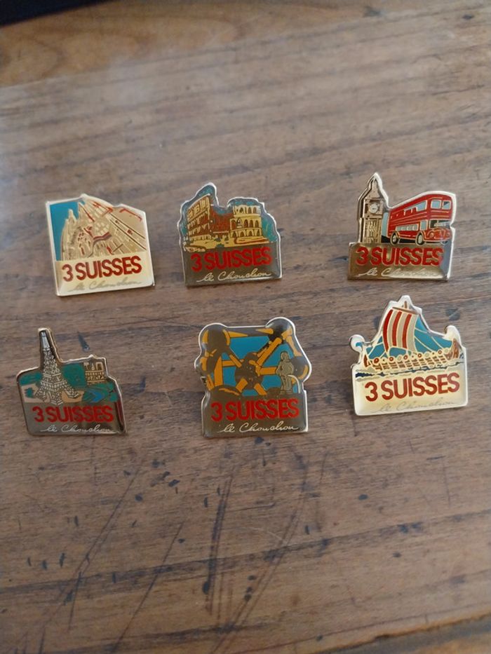 Lot de 6 pins pin's 3 suisses le chouchou 1992 Caroline LisfrancI - photo numéro 2