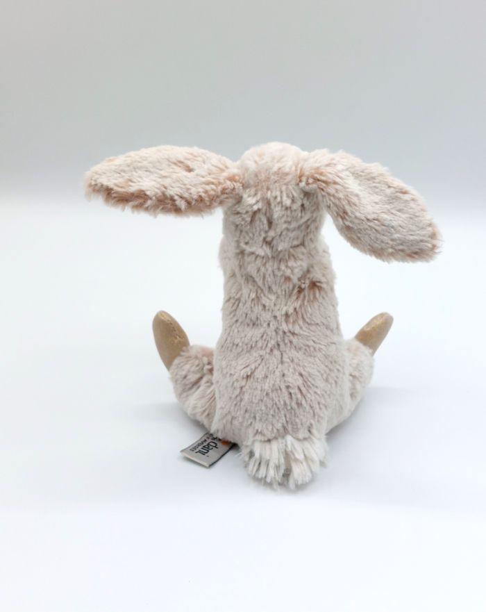 Doudou peluche créations DANI lapin beige chiné pattes brillantes 20 cm - photo numéro 4