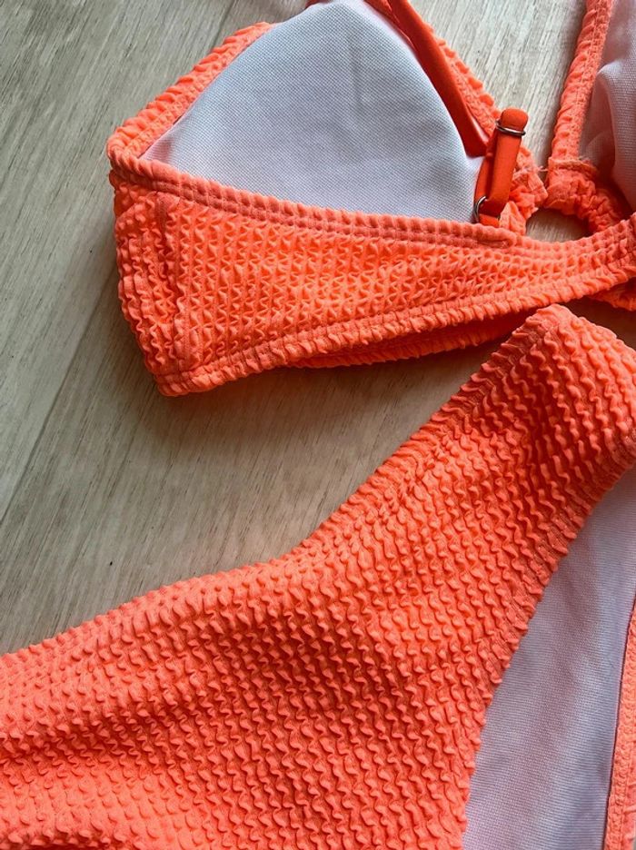 Maillot de bain texturé 2 pièces rose saumon Shein taille M - photo numéro 5