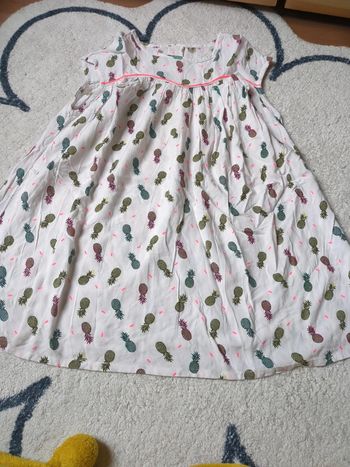 Robe tao 6 ans ananas blanche et fluo