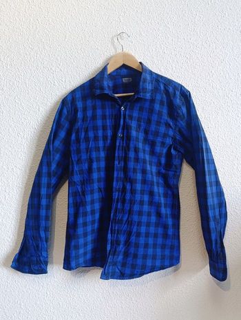 Chemise Homme Bleue à carreaux noirs Jules - Taille M/L

