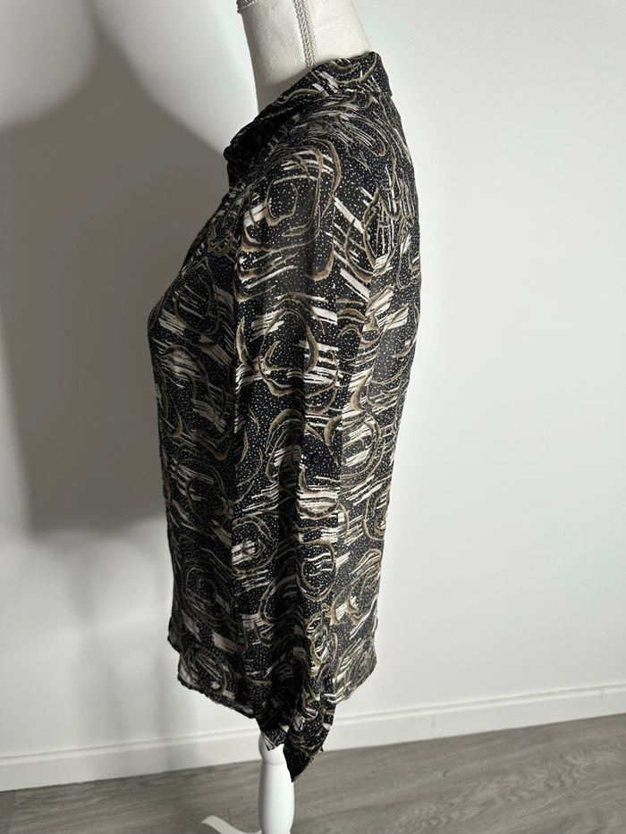 Chemisier bariolé noir blanc beige IKKS T36 S - photo numéro 3