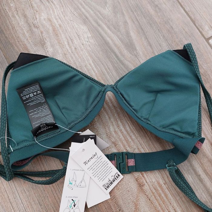 Haut de maillot de bain triangle vert et rose - Taille S Protest - photo numéro 2
