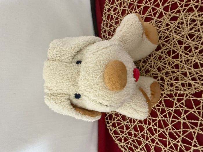 doudou vintage chien beige bandana , langue apparente - photo numéro 6