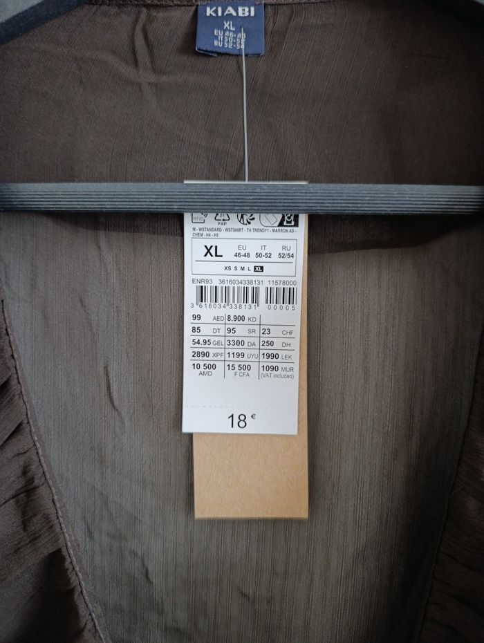Blouse volant manches longues fluide marron Kiabi - photo numéro 3