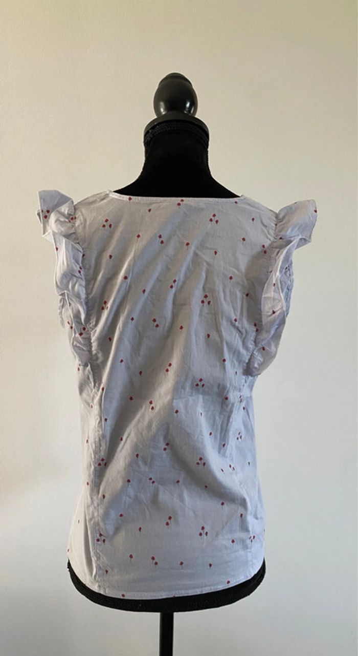 Blouse tee shirt Camaieu bleu à rayures avec froufrou taille 36 - photo numéro 4