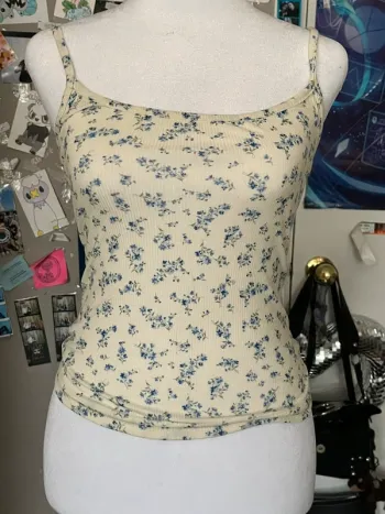 Light yellow floral tank top