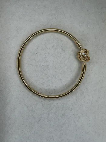 Bracelet Jonc Pandora Authentique Fermoir Cœur Céleste Doré T17