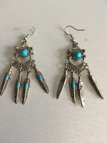 boucle d’oreille en argent et turquoise